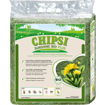 Pro hlodavce 3x600g Chipsi Sunshine Bio Plus horské luční seno - bio pampeliška