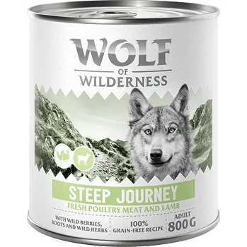 Krmivo pro psa 6x800g Wolf of Wilderness Adult "Expedition" - Steep Journey - drůbež s jehněčím