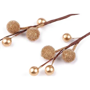 umělá květina Větvička bobule zlatá, 16 cm