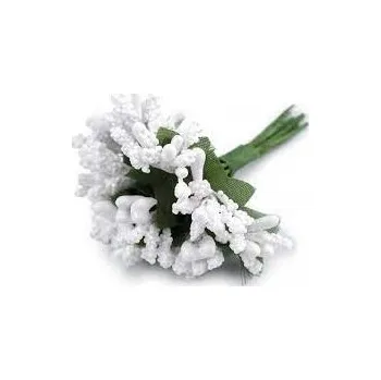 umělá květina Květinové pestíky na drátku, vývazek - bílá