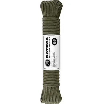 Lano PARACORD 550-Lb 30m-4mm ROTHCO OLIV (Extra silné sedmipramenné padákové lano pro víceúčelové použití s nosností až 550lb.-250kg v tahu.)