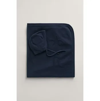 Pokrývka hlavy SET ČEPICE A DEKA GANT BLANKET BEANIE GIFT SET 68 x 78 cm EVENING BLUE