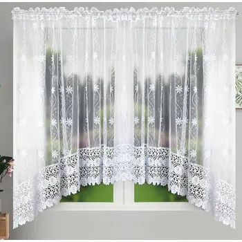 Záclona Luxusní voálová záclona s krajkou Ginny 400x180 obloluk (ZFL)