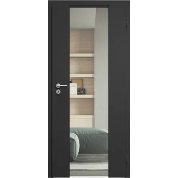 Interiérové dveře SAPELI HARMONIE KOMFORT M40 - CPL LAMINÁT - OTOČNÉ DVEŘE VČ. ZÁRUBNĚ - černá grafit Průchozí šířka (cm): 80, Průchozí výška (cm): 197, Typ skla: Čiré sklo