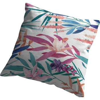 Povlak na dekorativní polštářek Dekorativní povlak na polštář 45x45 tyrkysové barevné listy 4273 A detex