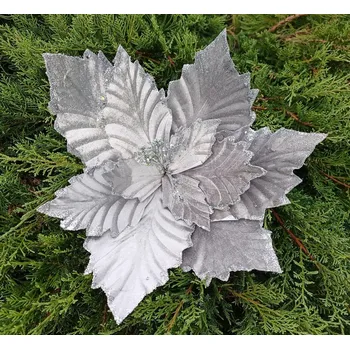 Vánoční dekorace Vánoční hvězda 55 cm, stříbrná