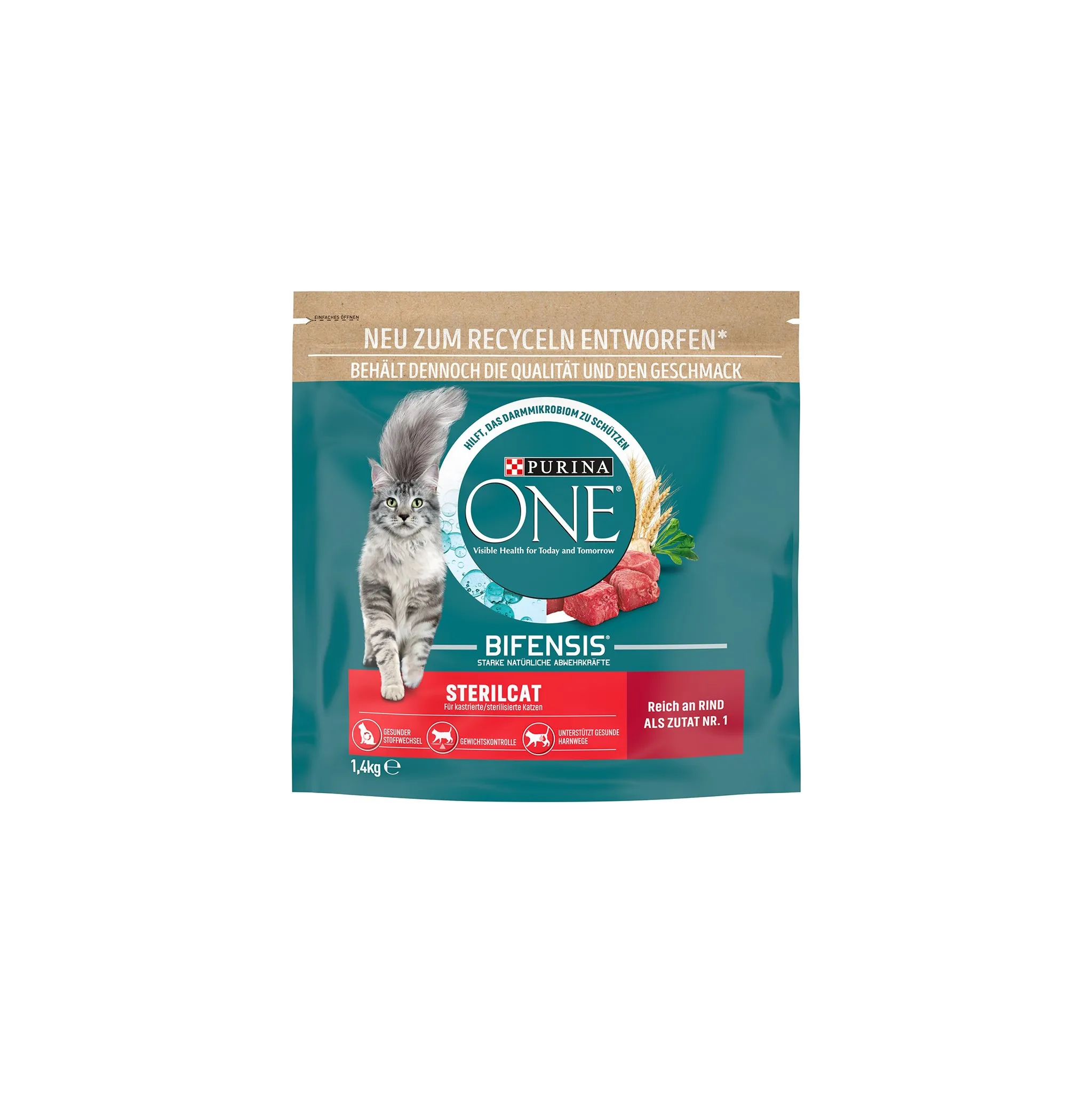 Fotografie 1 - Krmivo pro kočku Purina One Bifensis Adult Sterilcat Beef 1,4 kg