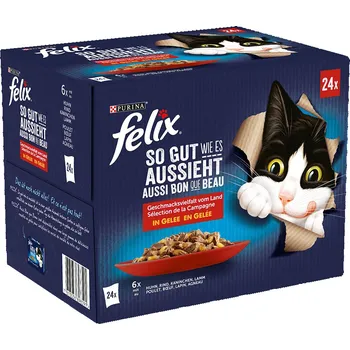 Krmivo pro kočku 48x85g Felix Fantastic ("So gut...") - kuřecí, jehněčí, hovězí, králičí