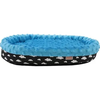 Samohýl Exclusive Pelech dr.savec ovál L, černobílé mráčky, tyrkysová minky 35x30cm