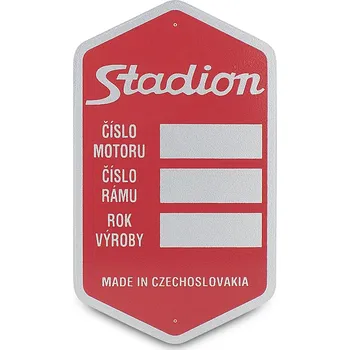 Štítek rámu červený STADION