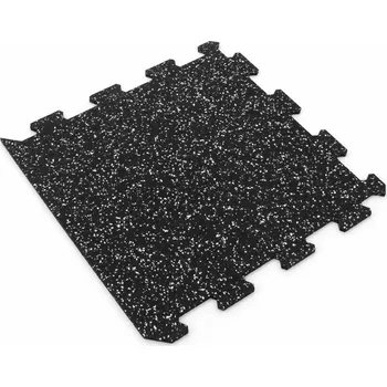 Rohožka Černo-bílá gumová podlahová deska (puzzle - okraj) FLOMA FitFlo SF1050 - délka 47,8 cm, šířka 47,8 cm, výška 0,8 cm