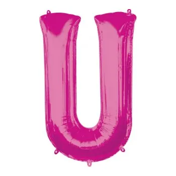 Balónek Amscan / Reithmüller Fóliové písmeno U růžové, 83 cm