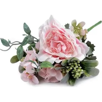 umělá květina Umělá kytice s malou pivoňkou 25 cm, růžová