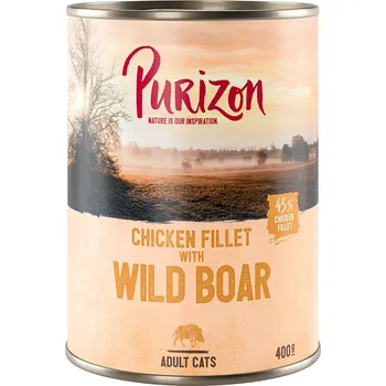 Krmivo pro kočku 24x400g Purizon Adult - bez obilovin - kuřecí filet s divočákem