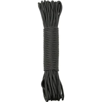 Lano Parachute Cord MFH černý 100ft/4mm (Padákové lana a šnůry. Všestranné využití, pro kemping, turistiku, vodáctví.. při zajištění nákladu, k postavení přístřešku, k zastavení krvácení, k výrobě loveckých pastí.)