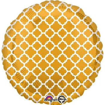 Balónek Amscan / Riethmüller Balonek fóliový kruh se vzorem zlatý, 43 cm
