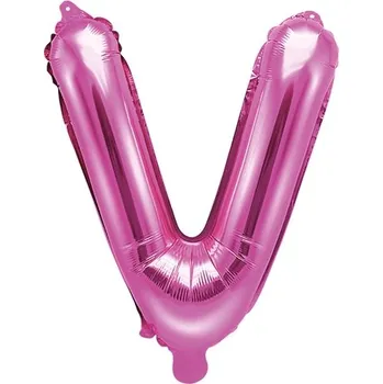 Balónek PartyDeco Fóliové písmeno V růžové, 35 cm