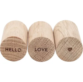 Věšák Eulenschnitt Dřevěné háčky Oak Wood Hello Love – set 3 ks