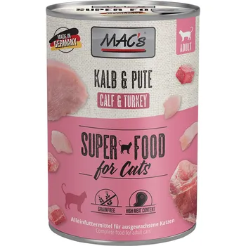 Krmivo pro kočku 4x6ks-24x400g MAC's Cat - Telecí a krůtí