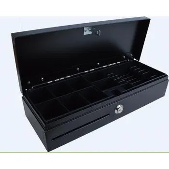 Pokladní zásuvka Virtuos pokladní zásuvka FT-460C1; Flip top, bez víka, 9-24V, černá - s kabelem