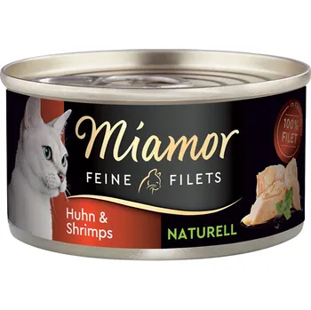 Krmivo pro kočku 24x80g Miamor Feine Filets Naturelle konzerva - kuřecí a krevety