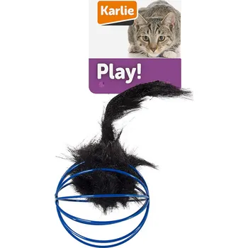Hračka pro kočku 1ks Karlie hračka pro kočky kulatá klícka s plyšovou myší