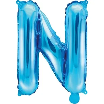 PartyDeco Fóliové písmeno N modré, 35 cm