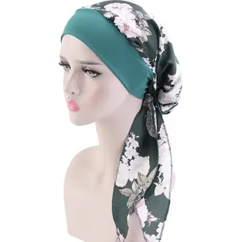 Šátek Šátek na hlavu - květovaná zelená