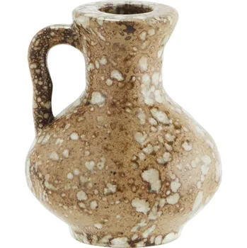 Svícen MADAM STOLTZ Kameninový svícen Mustard/OffWhite 8,5 cm