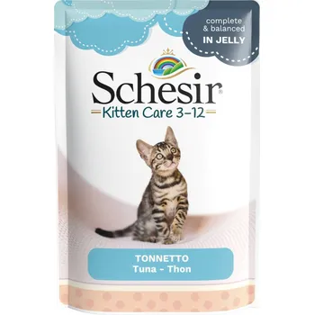 Krmivo pro kočku 24x85g Schesir Cat Jelly Pouch - Kitten tuňák