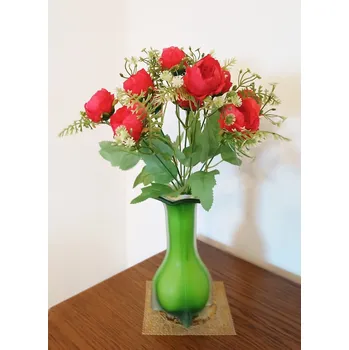 umělá květina Kytice pivoněk 5 květů 32 cm červená