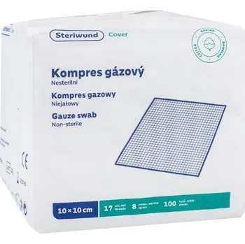 Steriwund Gáza kompresy nesterilní 8 vrstvé 10 x 10 cm 100 ks