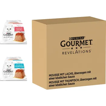 Krmivo pro kočku 48x57g Výhodné balení Gourmet Revelations Mousse krmivo pro kočky - losos a tuňák