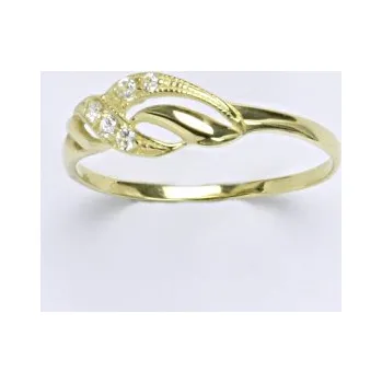 Prsten Zlatý prsten - čiré zirkony - T1414 - žluté zlato (Prstýnek se zirkony ve žlutém zlatě)
