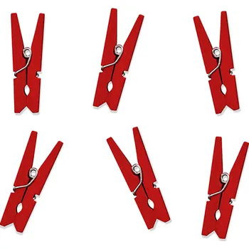 Party dekorace PartyDeco Dřevěné kolíčky červené, 20 ks