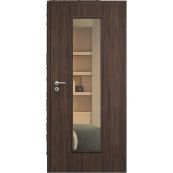 Interiérové dveře SAPELI ELEGANT PRAKTIK M55 - START - OTOČNÉ DVEŘE VČ. ZÁRUBNĚ - Ořech Průchozí šířka (cm): 80, Průchozí výška (cm): 197, Typ skla: Planibel bronz