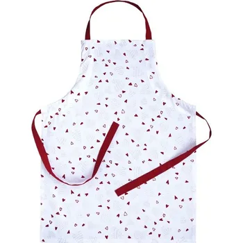 Kuchyňská zástěra SCANquilt zástěra DEKORO srdíčka bíločervená 60 x 80 cm