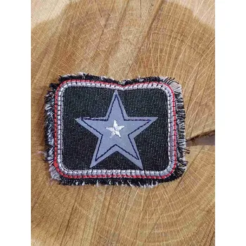 Textilní nažehlovací páska Nažehlovačka reflexní hvězda na riflovině