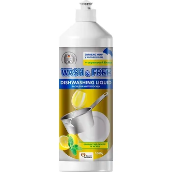 Mycí prostředek Prostředek na mytí nádobí WASH&FREE šťavnatý citron a máta 1 l