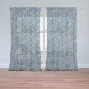 Záclona Záclony Růžové malované lístky: 2 ks - 150x250 cm - Sablio