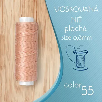 Korálek Voskovaná nit 0,8mm PLOCHÁ cívka 30m barva č.55 Flesh Pink