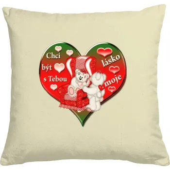 Polštář Polštář bavlněný s potiskem Polštářek k Valentýnu