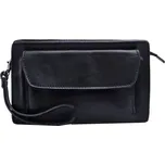 Luxusní pánská kožená etue na doklady 100-B černá zipová