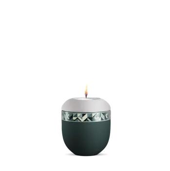 Smuteční dekorace Keramická miniurna Artist - Smaragdová/Šedá