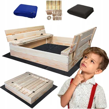 Pískoviště Dřevěné uzavíratelné pískoviště s lavicemi 100 x 100 cm