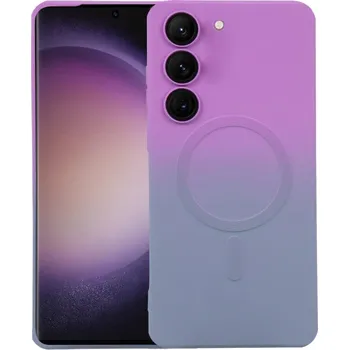 Pouzdro na mobilní telefon Gradient silikonový kryt MagSafe se sklem na fotoaparát pro Samsung Galaxy S22 Barva: Fialová/šedá
