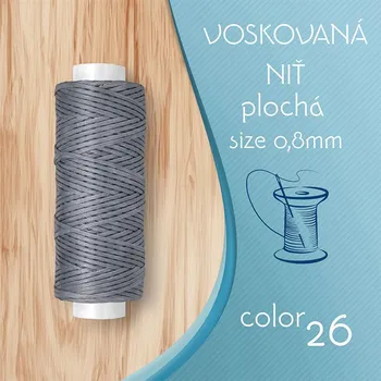 Korálek Voskovaná nit 0,8mm PLOCHÁ cívka 30m barva č.26 French Grey