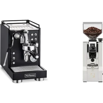 Kávovar La Pavoni Mini Cellini, black + Eureka Mignon XL, CR white