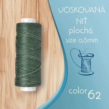 Nit Voskovaná nit 0,8mm PLOCHÁ cívka 30m barva č.62 Bamboo Green
