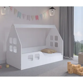 Dětská postel Dětská postel Montessori domeček 140 x 70 cm bílá levá